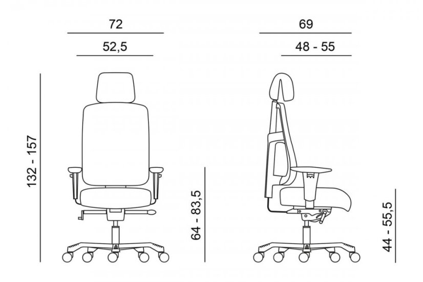 Ergonomická záťažová stolička BOSTON 24/7 — látka, čierna, nosnosť 200 kg