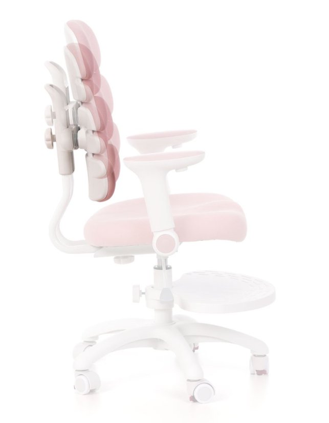 Dětská rostoucí židle GRIDDY — látka, bílá / růžová