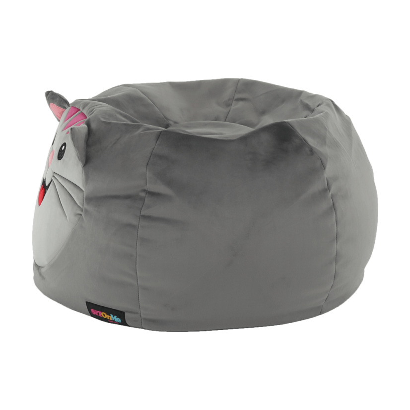Detský sedací vak BABY s mačičkou — 60×45, sivá