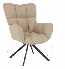 Designové otočné relaxační křeslo KOMODO — kov, béžová/ černá