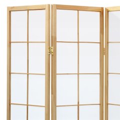 Drevený paraván PARVIO 4 dielny – masív smrek a biela textília