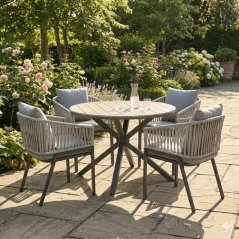 Stylový zahradní stůl ROTONDA – 110x110 cm, hliník a polywood, šedý, Autronic