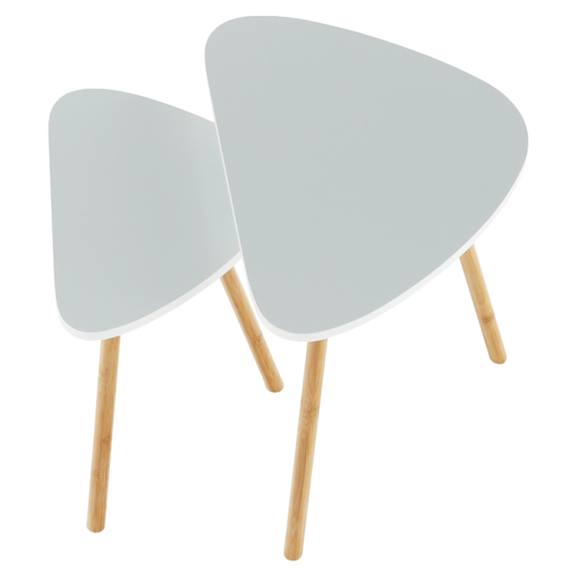 Sada konferenčních stolků BISMAK  — bambus, bílá / přírodní Kondela