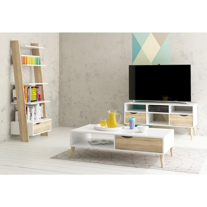TV stolek OSLO — 117,1x39,10x56,90, dub sonoma, bílá Kondela