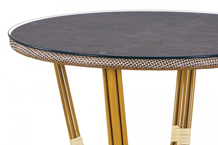 Zahradní stolek LANDER — černo-šedý plast, zlatý kov