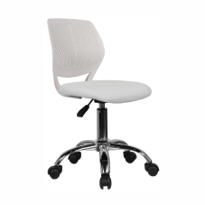 Detská stolička na kolieskach SELVA – ekokoža/chróm, bez podrúčok sivá