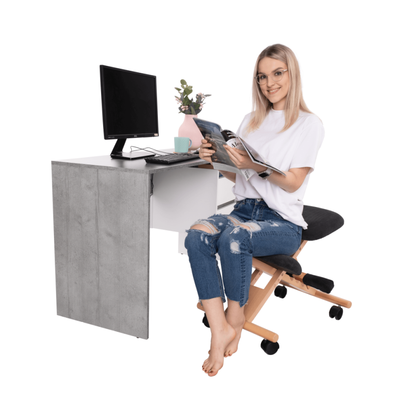 Ergonomická kľakačka GROCO – Čierna/Látka Buk - Farba: Čierna