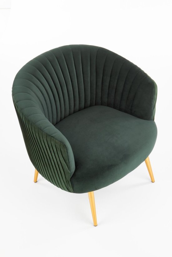 Designové křeslo CROWN — kov, látka, zelená Halmar