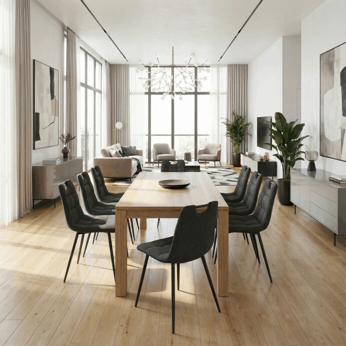 Jídelní židle FORMA – černá látka, černé kovové nohy Autronic