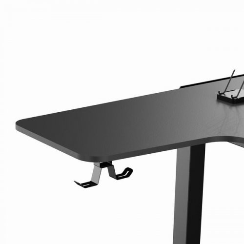 Herní stůl ULTRADESK WINGER – 111x155x60 cm, elektricky nastavitelná výška, RGB podsvícení, černá