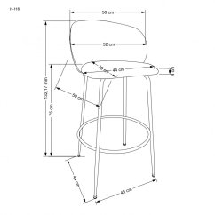 Barová židle KARO — kov, látka, krémová Halmar