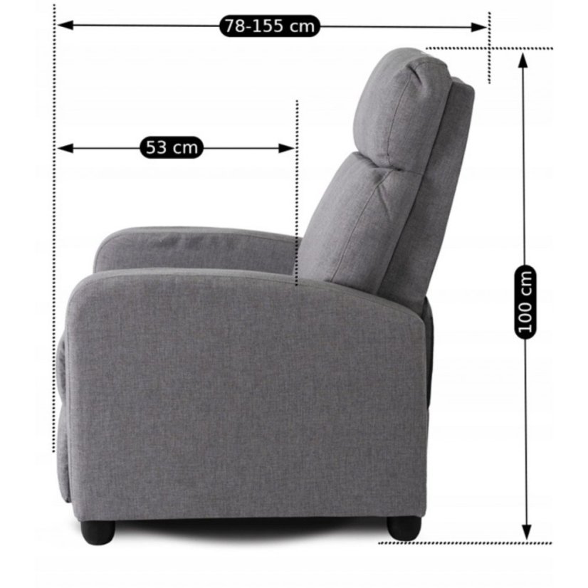 Štýlové kreslo DANNY — v šedej farbe, polohovateľné