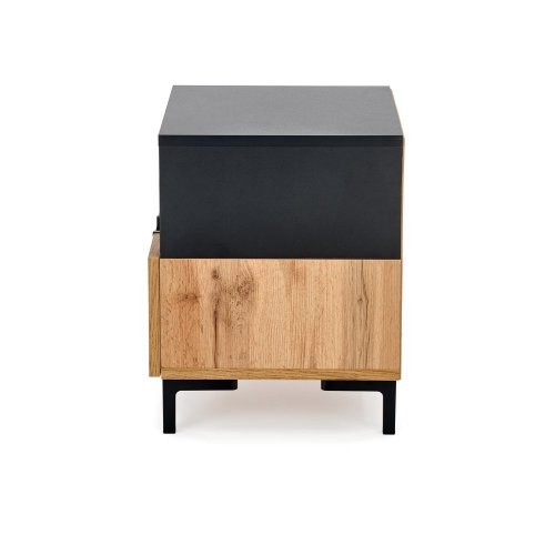 Noční stolek SILVIA –⁠ dřevo, černá/dub wotan