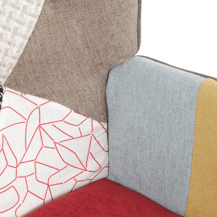 Luxusní relaxační křeslo NUVOLA s taburetem –  vodoodpudivá, sametová, patchwork látka Autronic