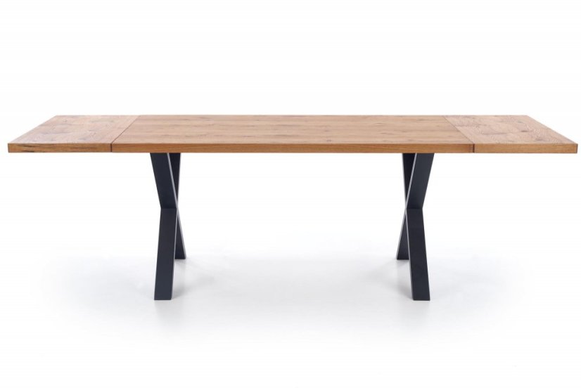 Jídelní rozkládací stůl XAVIER – 160x90x76 (+90), dub, černý Halmar