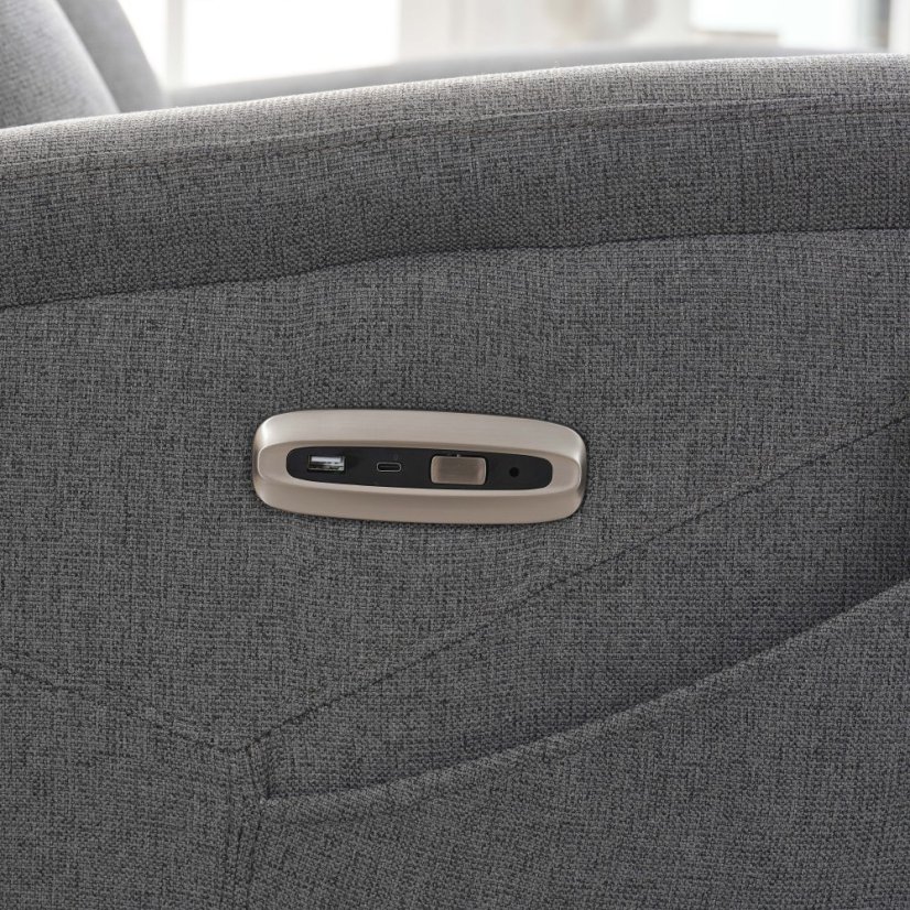 Šedé polohovací masážní křeslo THERMIO s výhřevem a USB