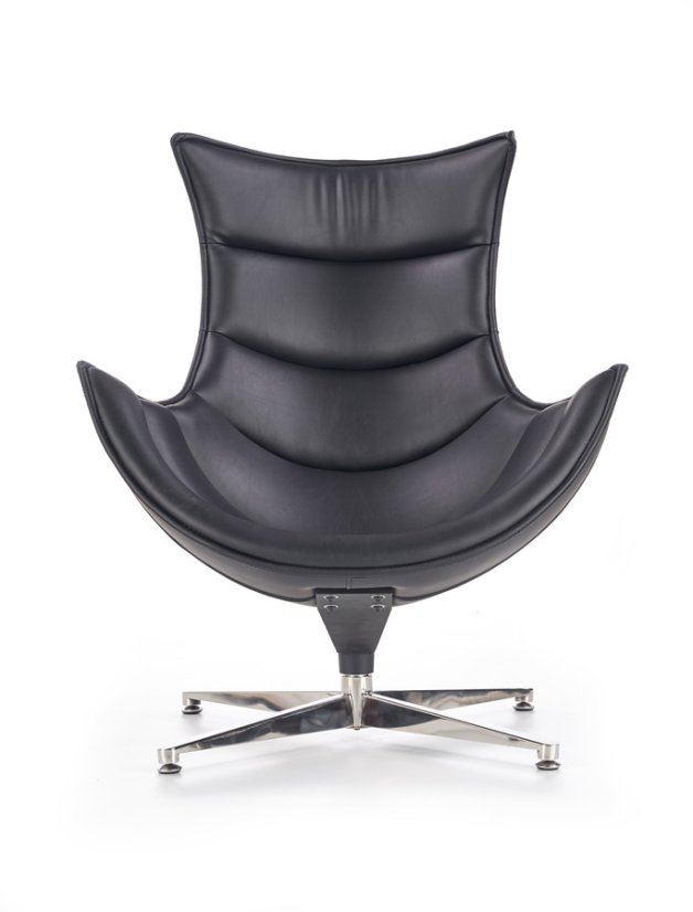 Dizajnové kreslo LUXOR — otáčanie, nerez oceľ / čierna koža