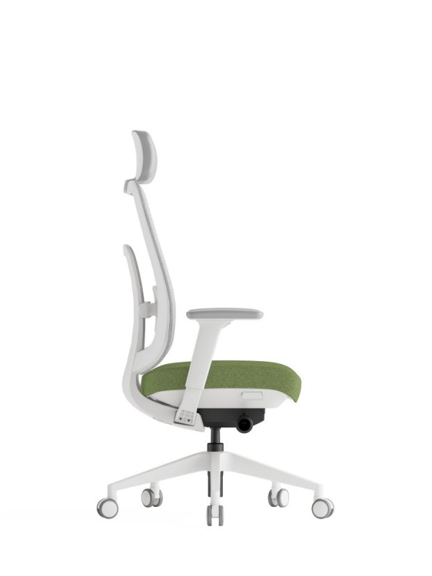 Ergonomická kancelárska stolička K42 WHITE SP – sieť/čalúnená, zelená