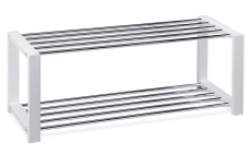 Botník EVATON s odkládacími policemi - chrom, bílá Autronic