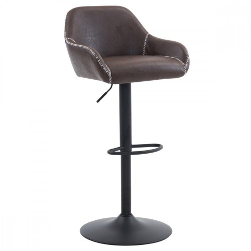 Barová stolička BRIO — kov, ekokoža, hnedá