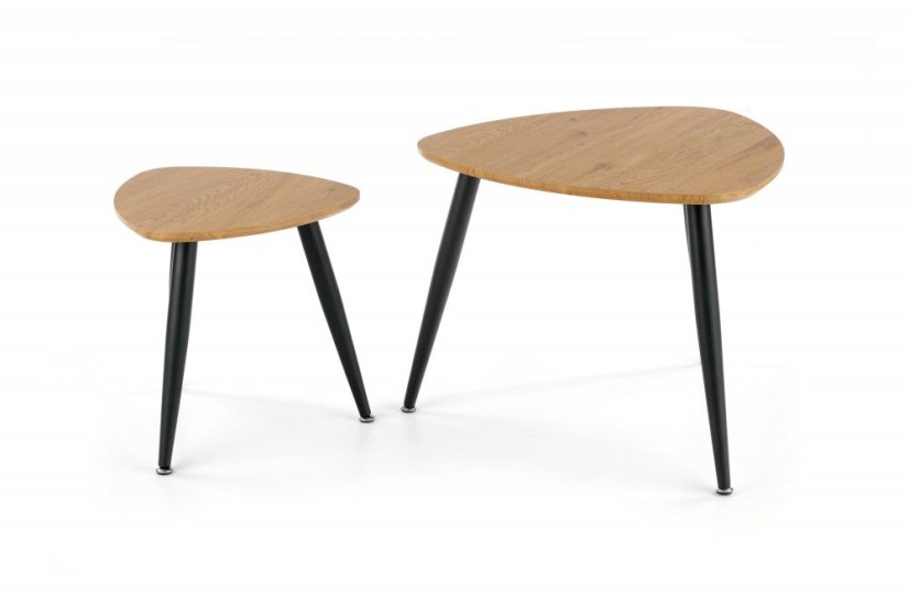 Set konferenčních stolků NICEA 2 — zlatý dub / černá Halmar