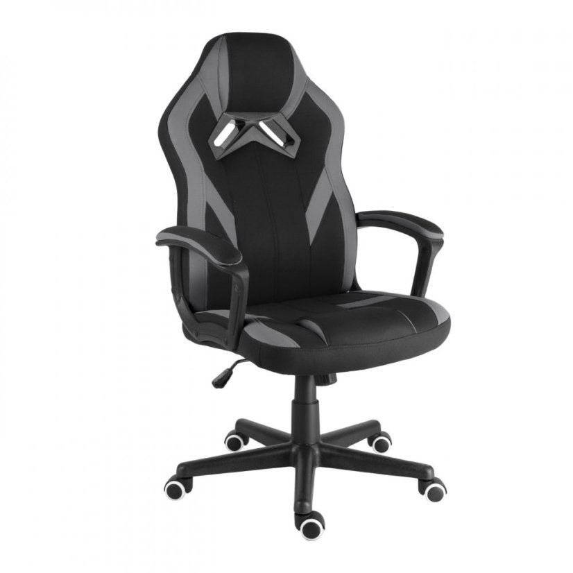 Detská herná stolička A-RACER ZK-013 — látka, čierna/siva