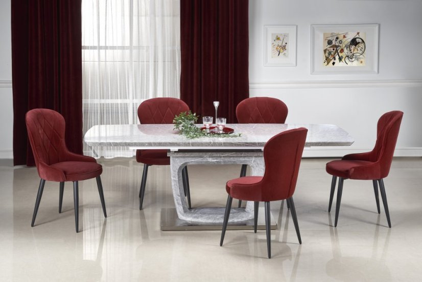 Jídelní rozkládací stůl ARTEMON –? 160x90x76 (+60), mramor, šedý Halmar