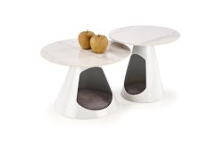 Sada konferenčných stolíkov OSARIO — biely mramor, biely kov