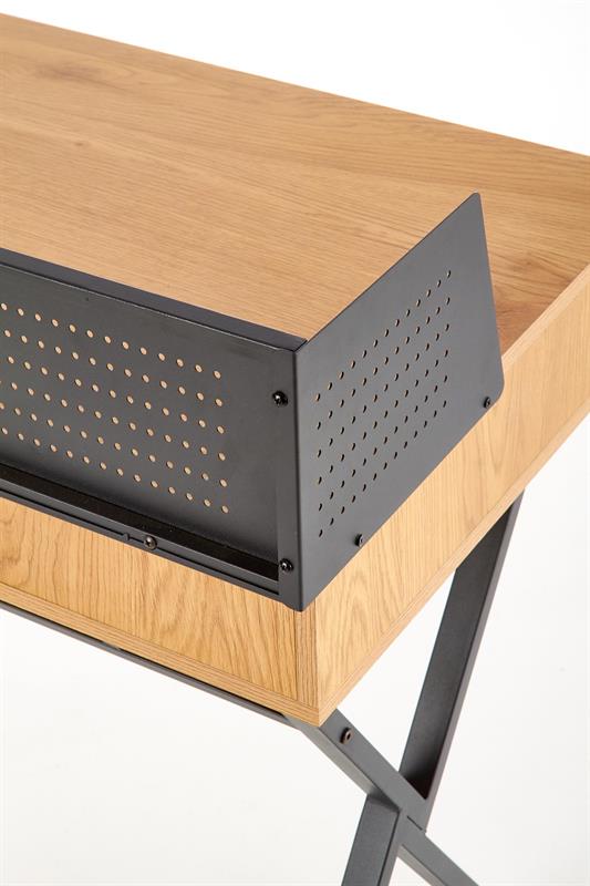 Psací stůl PRINGLE – zlatý dub, černý Halmar