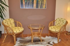 Zahradní set SERAM — ratan, látka, medová / žlutá Axin trading