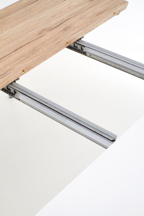 Jídelní kulatý rozkládací stůl CALIBER – 160x90x76 (40) dub sonoma, bílý Halmar