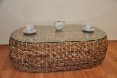 Konferenční stolek SANDAI — ratan, banánový list, přírodní Axin trading