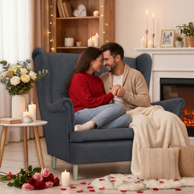 Dvoumístná sedačka VISBY DUO — masiv, látka, šedá Kupžidle