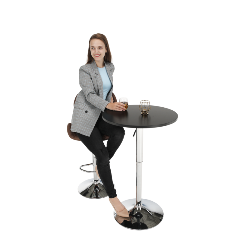 Barový stolek BRANY NEW - MDF, chrom, černá Kondela