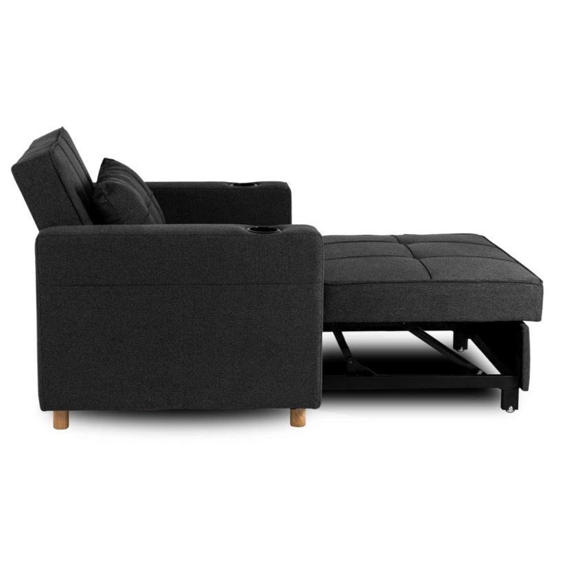 Elegantné ergonomické kreslo SOLOR v čiernej farbe - s držiakom na pitie