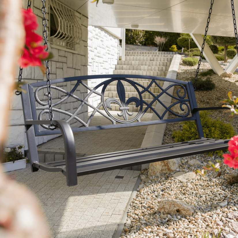 Zahradní houpačka ABEA — ocel, černá Kondela