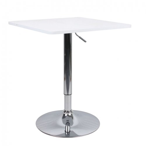 Barový stolek FLORIAN 2 NEW– MDF, chrom, bílá