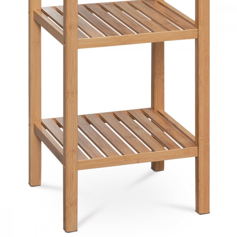 Regál, 5 políc, masív bambus, prírodný odtieň, nosnosť 15 kg