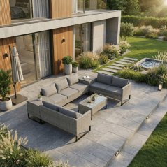 Zahradní sestava MUSE – polyratan s úložným prostorem, šedá, Autronic