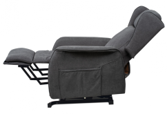 TV kreslo ušiak SANDUR s elektrickým polohovaním — sivá látka, kov