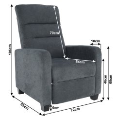 Polohovací relaxační křeslo TURNER — látka, šedá Kondela