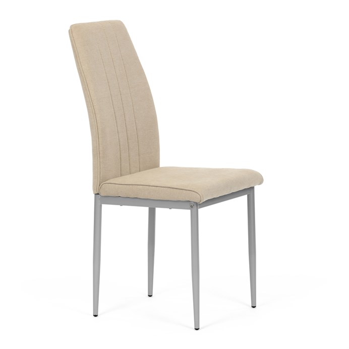 Moderná jedálenská stolička LENA z béžovej látky so sivými kovovými nohami Autronic