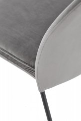 Jedálenská stolička HIXON — kov, zamatová látka, sivá