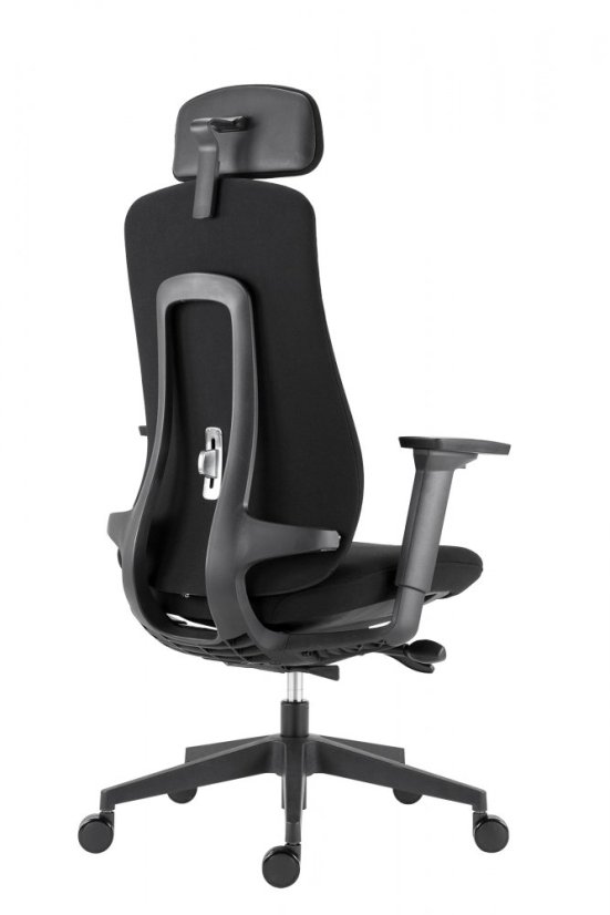 Kancelárska ergonomická stolička FARRELL — látka, čierna, nosnosť 130 kg