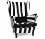 Křeslo ušák VISBY – masiv, látka, pet friendly, zebra