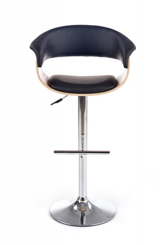 Barová stolička KYLE - dub, ekokoža, čierna