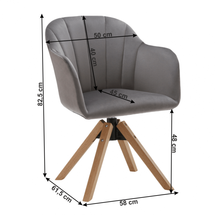 Otočné jedálenské kresielko DALIO – látka, masív, viac farieb - Čalúnenie DALIO: béžová / buk