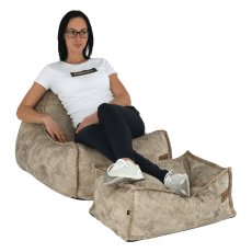 Sedací vak s taburetom FOLAN — béžovohnedá