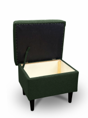 Křeslo ušák VISBY + taburet s úložným prostorem – masiv, látka, zelená