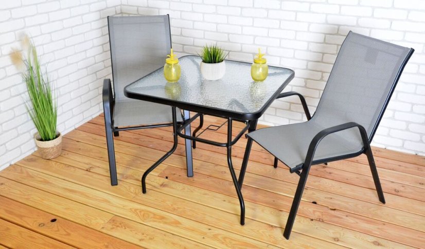 Zahradní stůl ZWMT 80x80 cm kovový se skleněnou deskou